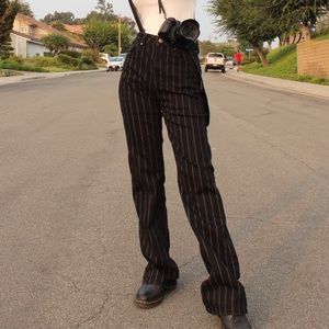 High-Waisted Black Pinstriped Jeans
